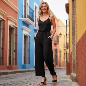 NWOT 41 Hawthorn x Stitch Fix Women’s Classic Black Jersey Knit Jumpsuit Stretch